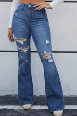 Stylische Stretch-Jeans mit Used-Look und mittelhohem Bund.