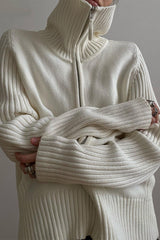 Lässiger, einfarbiger Strickcardigan mit lockerem Kragen