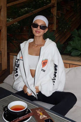 Oversized Kapuzenpullover mit Reißverschluss und Logo-Buchstabenprint