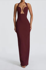 Halter Low Cut Cutout Maxi Party Dress