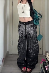 Oversized Washed Star Bling Straight Leg Vibe Jeans