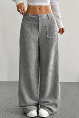 Front Patch Pocket Relaxed Wide Leg Pants