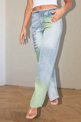 Vintage-Jeans mit weitem Bein und Tintenklecks-Kontrast