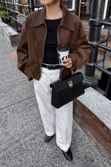 Loose Fit Brown Suede Jacket