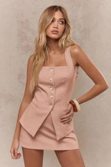 Sleeveless Vest Elegant Two Piece Work Set