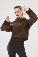 Warmer, lockerer Hoodie mit halbem Reißverschluss