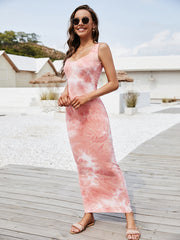 ärmelloses, batikgefärbtes Hüftkleid 