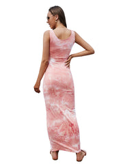 ärmelloses, batikgefärbtes Hüftkleid 