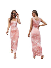 ärmelloses, batikgefärbtes Hüftkleid 