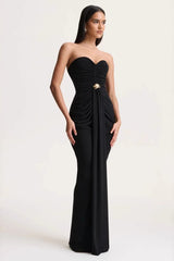 Sexy Sleeveless Ruched Waist Cinched Sash Strapless Party Dress