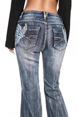 Vintage Butterfly Embroidered Flare Jeans