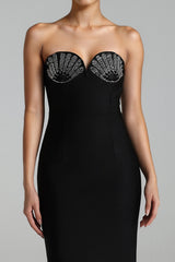 Strassbesetztes, trägerloses Luxus-Partykleid