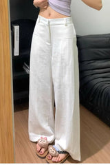 Relaxed Linen Wide Leg Draped Pants