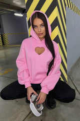Langärmliger Hoodie mit Herzausschnitt