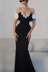 Einseitig schulterfreies 3D-Blumen-Bandagen-Fishtail-Partykleid