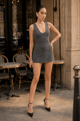 Striped V Neck Belted Cinched Work Dress