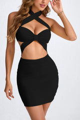Cutout Halter Slim Mini Bodycon Dress