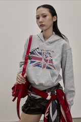 Retro Union Jack Stern Cropped Hoodie