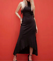 Ärmelloses Midikleid aus einfarbigem Schnürkleid