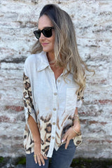 Lockere, bequeme Bluse mit Leopardenmuster