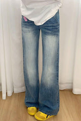 Vintage High Waist Micro Flare Straight Slim Plus Size Jeans