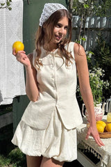 Vest Bubble Skirt Sweet Two Piece Work Set