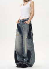 Used-Look-Jeans mit gebleichtem Waschschnitt, weitem Bein und Baggy-Style
