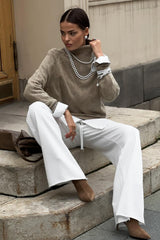Dünner, eleganter Strickpullover im Used-Look (hochwertig)