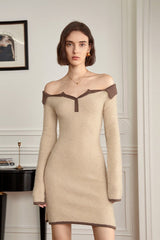 Cozy Slouchy Off Shoulder Knit Bodycon Sweater Dress