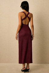 Ruched Waist Cami Midi Figure Hug Bodycon Dress