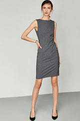 Stretch Lapel Sleeveless Slim Work Dress