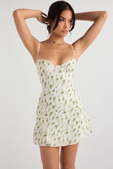 Fitted Mini Spaghetti Strap Floral Dress
