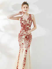 Meerjungfrauen-Pailletten-Abendkleid 