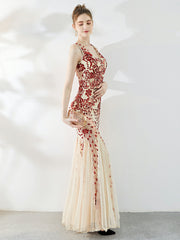 Meerjungfrauen-Pailletten-Abendkleid 