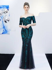 Elegantes schulterfreies, langes Meerjungfrauen-Abendkleid 