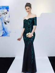 Elegantes schulterfreies, langes Meerjungfrauen-Abendkleid 