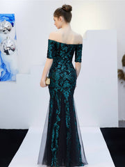 Elegantes schulterfreies, langes Meerjungfrauen-Abendkleid 