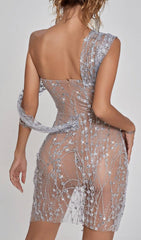 Pailletten-Minikleid mit Schlitz