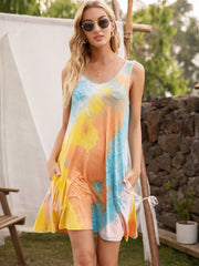 Langes Kleid mit Farbblockmuster 