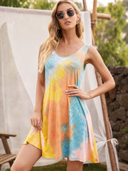 Langes Kleid mit Farbblockmuster 