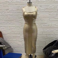 Ärmelloses Neckholder-Midikleid mit Cut-Outs und Bandagenärmeln H01201