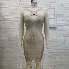 Trägerloses, ärmelloses Midi-Bandagenkleid mit Cut-Outs H01332