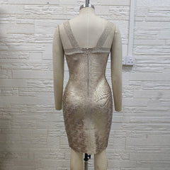 Trägerloses, ärmelloses Midi-Bandagenkleid mit Cut-Outs H01332