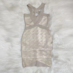 Trägerloses, ärmelloses Midi-Bandagenkleid mit Cut-Outs H01332