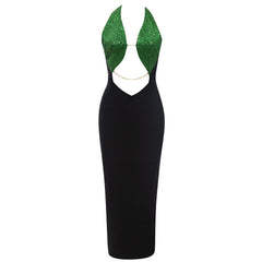Ärmelloses, trägerloses, mittellanges Pailletten-Bandagenkleid HB78960