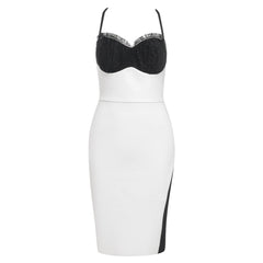 Trägerloses, ärmelloses Midi-Bandagenkleid mit Rüschen HB79050