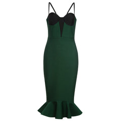 Trägerloses, ärmelloses Midi-Bandagenkleid mit Meerjungfrauenschnitt HB79530