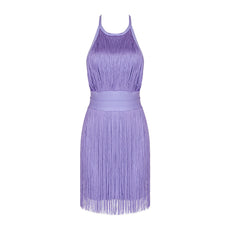 Ärmelloses Mini-Bandagenkleid mit Rundhalsausschnitt und Quasten HL6259