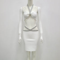 Neckholder-Kleid, ärmellos, Cut-Out-Bandagen-Set HL6268