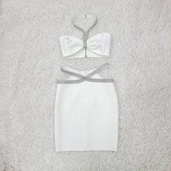 Neckholder-Kleid, ärmellos, Cut-Out-Bandagen-Set HL6268